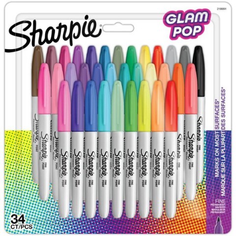 Sharpie Glam Pop Fine 34'lü Yuvarlak Uç Permanent Markör Set / 2198891