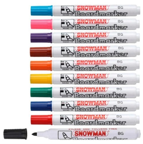 SNOWMAN Doldurulabilir 10 Renk Beyaz Tahta Kalemi Set / 10 Renk 1 KUTU