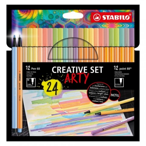 Stabilo Creative Set Arty 24'lü Fineliner (12 Pen 68 + 12 Point 88) / 8868/24-1-20