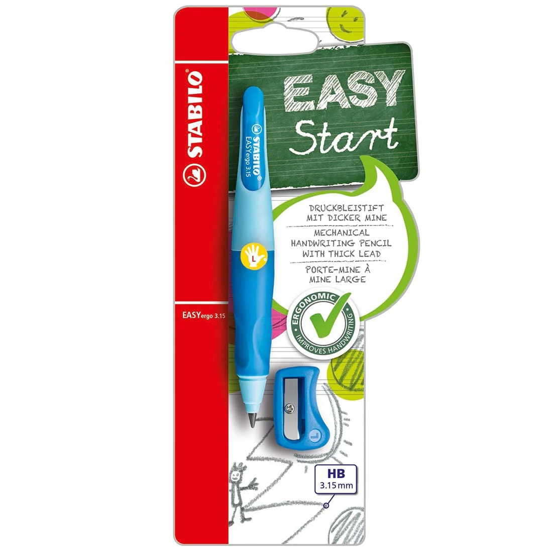 Stabilo EASYergo 3.15mm Sol El Kalemi -  Mavi