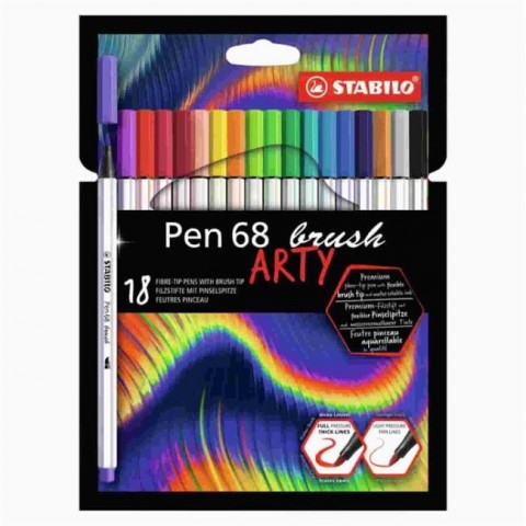 Stabilo Pen 68 Brush Arty 18'li Fırça Uçlu Kalem Set / 568/18-21-20