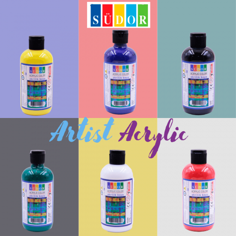 Südor Primary Artist Acyrilic 250ml 6'lı Akrilik Boya Ana Renkler Set