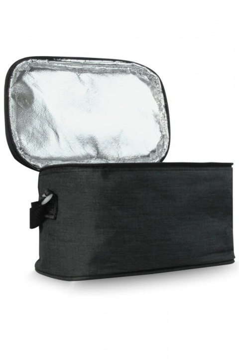 Termoslu Beslenme & Piknik Çantası Siyah | Tek Kişilik İzoleli Lunch Bag 12x24x13 cm