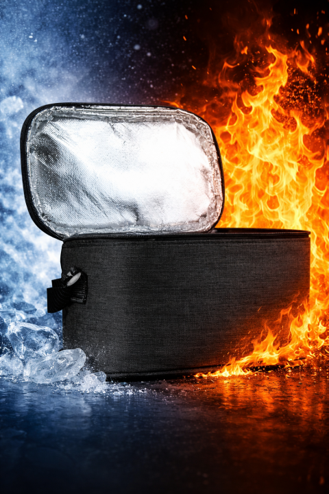 Termoslu Beslenme & Piknik Çantası Siyah | Tek Kişilik İzoleli Lunch Bag 12x24x13 cm