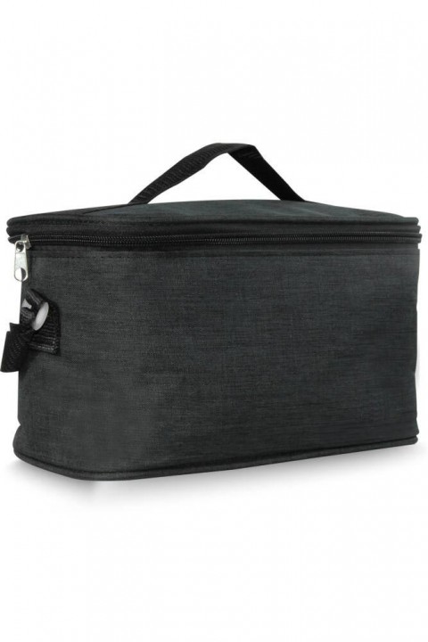 Termoslu Beslenme & Piknik Çantası Siyah | Tek Kişilik İzoleli Lunch Bag 12x24x13 cm