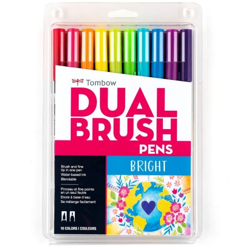 Tombow ABT Dual Brush Pen Grafik Kalemi 10'lu Set - Bright