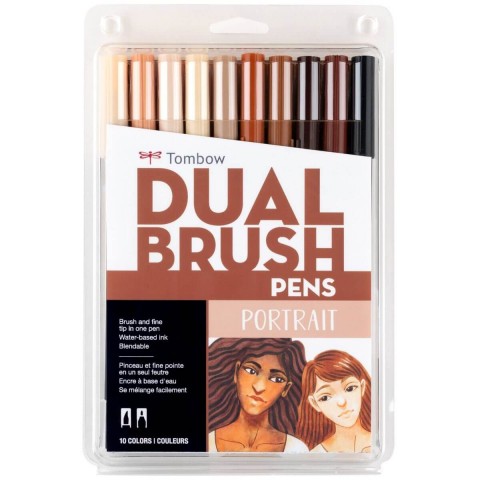 Tombow ABT Dual Brush Pen Grafik Kalemi 10'lu Set - Portrait