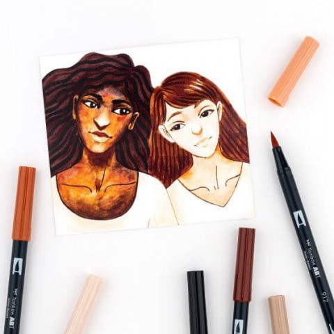 Tombow ABT Dual Brush Pen Grafik Kalemi 10'lu Set - Portrait