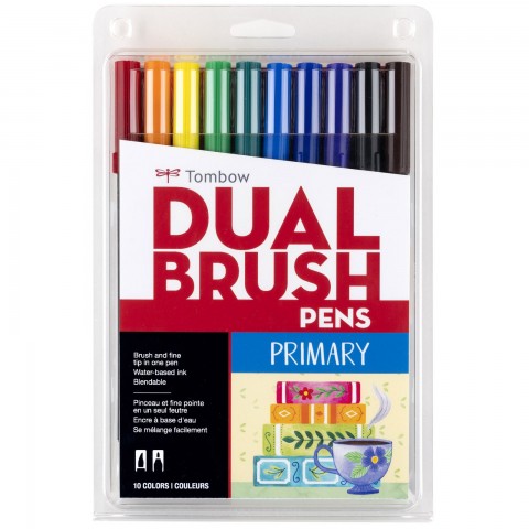 Tombow ABT Dual Brush Pen Grafik Kalemi 10'lu Set - Primary (Ana Renkler)