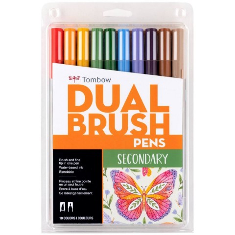 Tombow ABT Dual Brush Pen Grafik Kalemi 10'lu Set - Secondary (Ara Renkler)