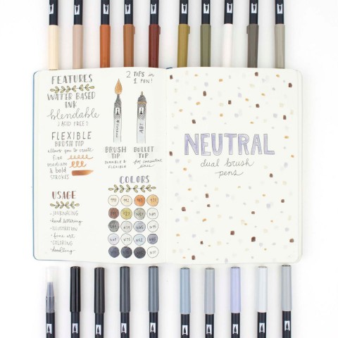 Tombow ABT Dual Brush Pen Grafik Kalemi 20'li Set - Neutral