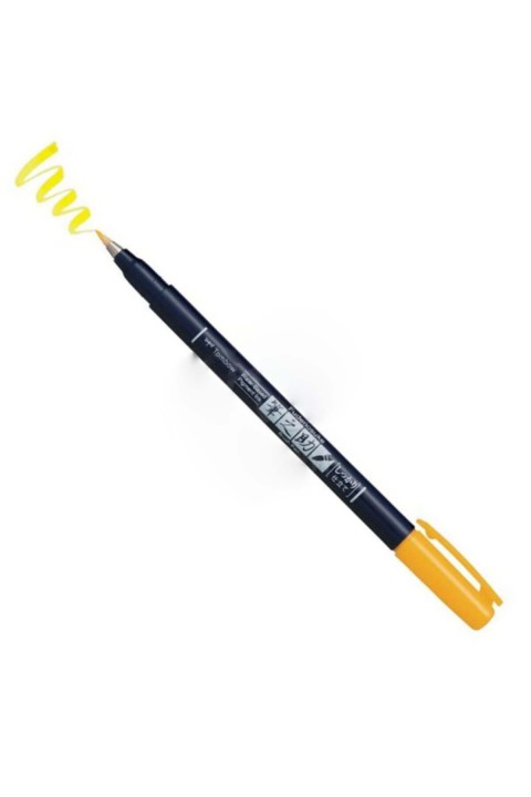 Tombow Fudenosuke Brush Pen Fırça Uçlu Kalem Sert Uç - Sarı