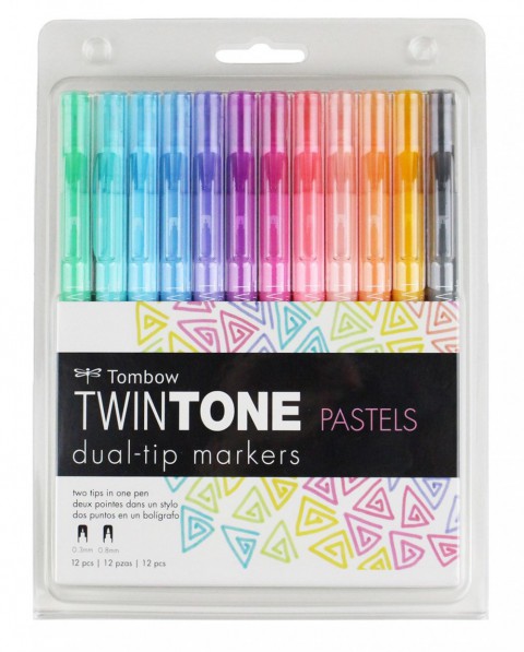 Tombow Twintone 12'li Çift Taraflı Markör  Pastel Renkler