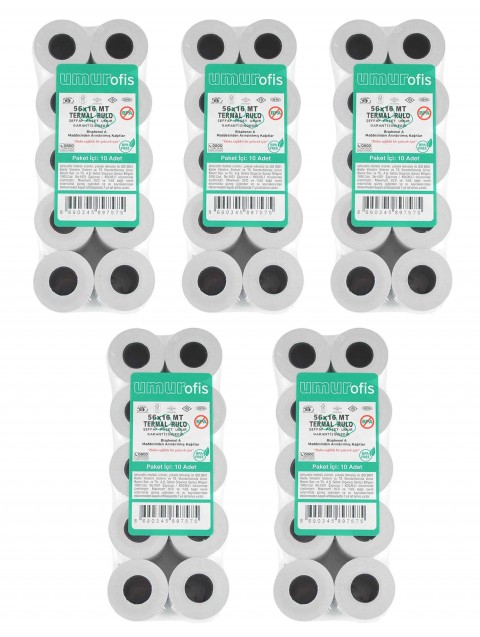 UMUR 56x16 Yazar Kasa Pos Rulosu ( 5 PAKET - 50 Adet )