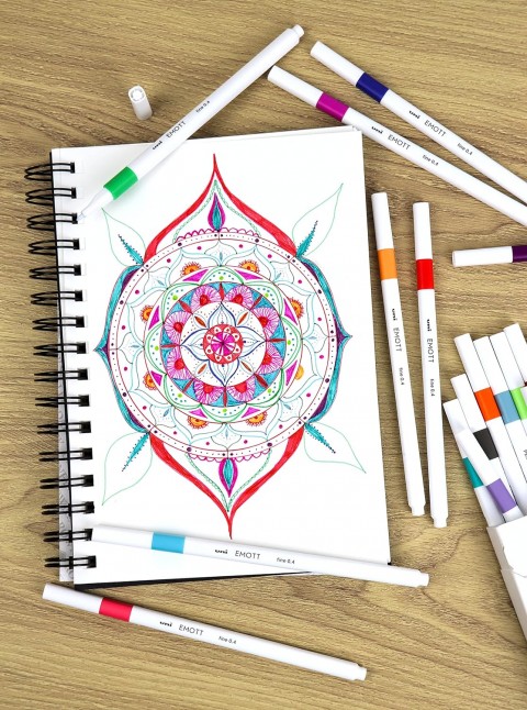 Uniball Emott 0.4mm 5'li Akrilik Uçlu Çizim Kalem Seti - Retro Renk / PEM-SY-5C-No:8