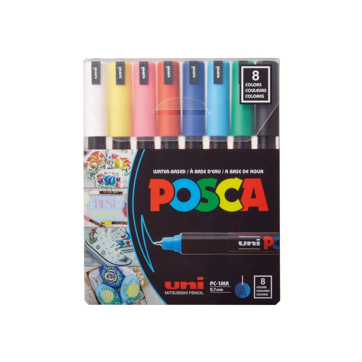 Uniball POSCA 0.7 Su Bazlı Poster Markörü AnaRenk 8li/PC-1MR/8C Set