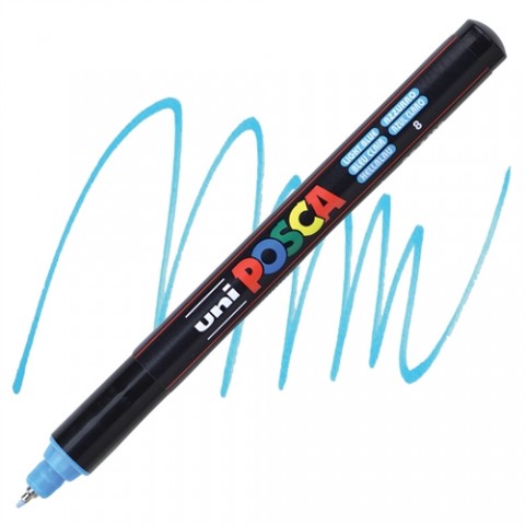 Uniball Posca 0.7mm Fine Poster Markörü Açık Mavi (8) / PC1MR