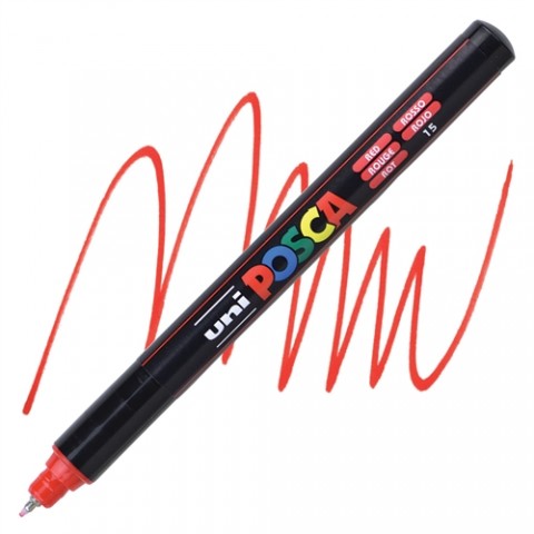 Uniball Posca 0.7mm Fine Poster Markörü Kırmızı (4) / PC1MR