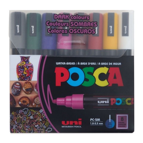 Uniball POSCA 1.8-2.5 Su Bazlı Poster Markörü Koyu Renk 8li /PC-5M/8C DC Set