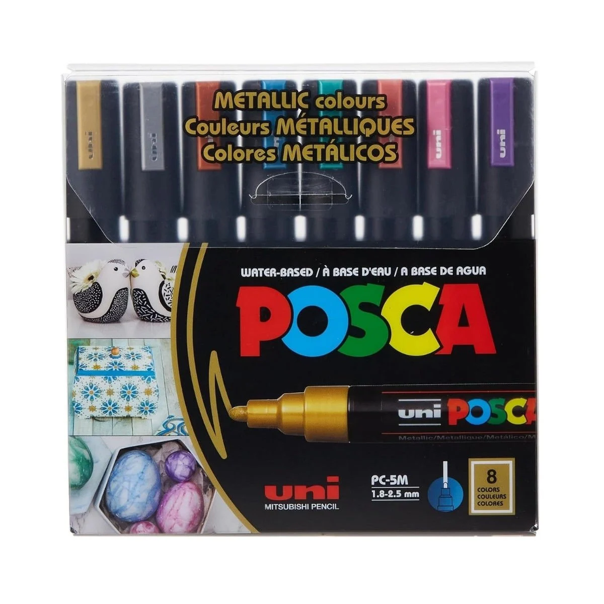 Uniball POSCA 1.8-2.5 SuBazlıPosterMarkörü Metalik 8li /PC-5M/8C MC Set