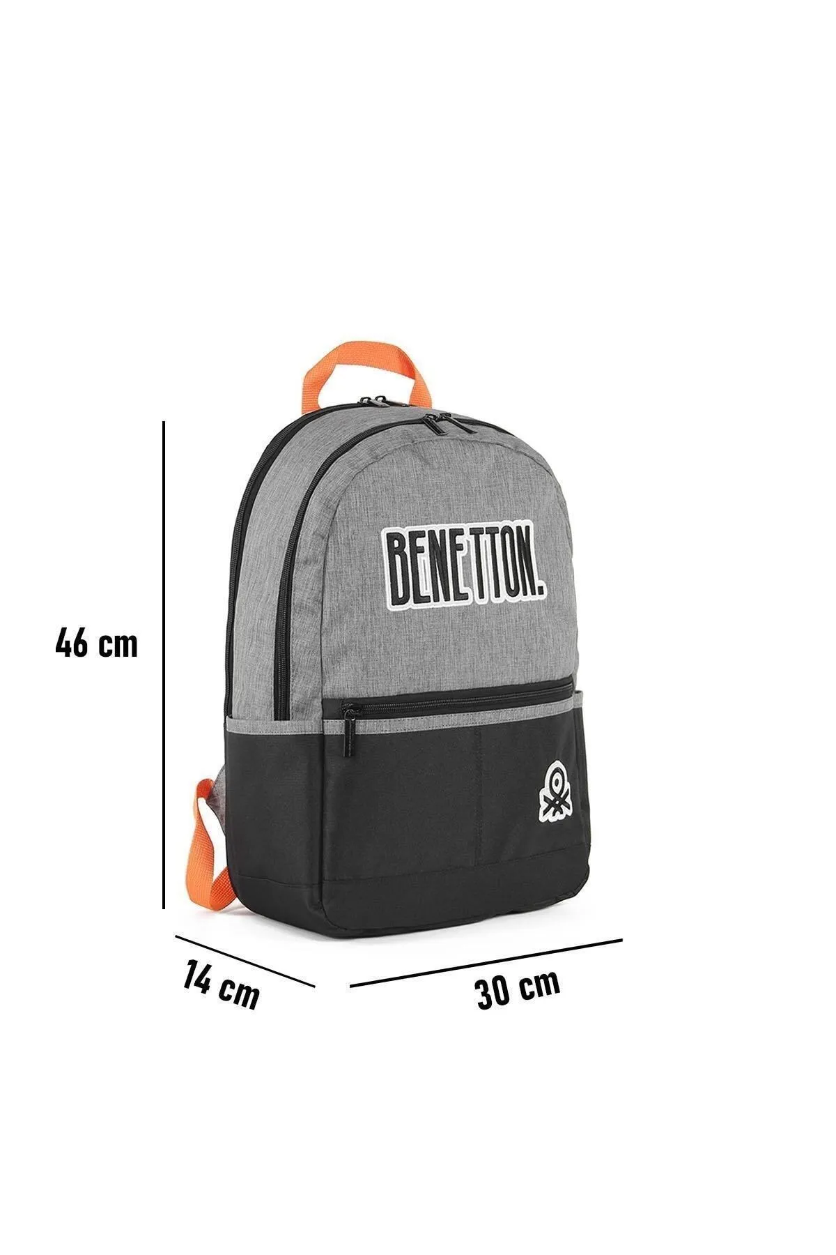 United Colors of Benetton Çift Bölmeli Unisex Okul Sırt Çantası Gri-Siyah / 03857