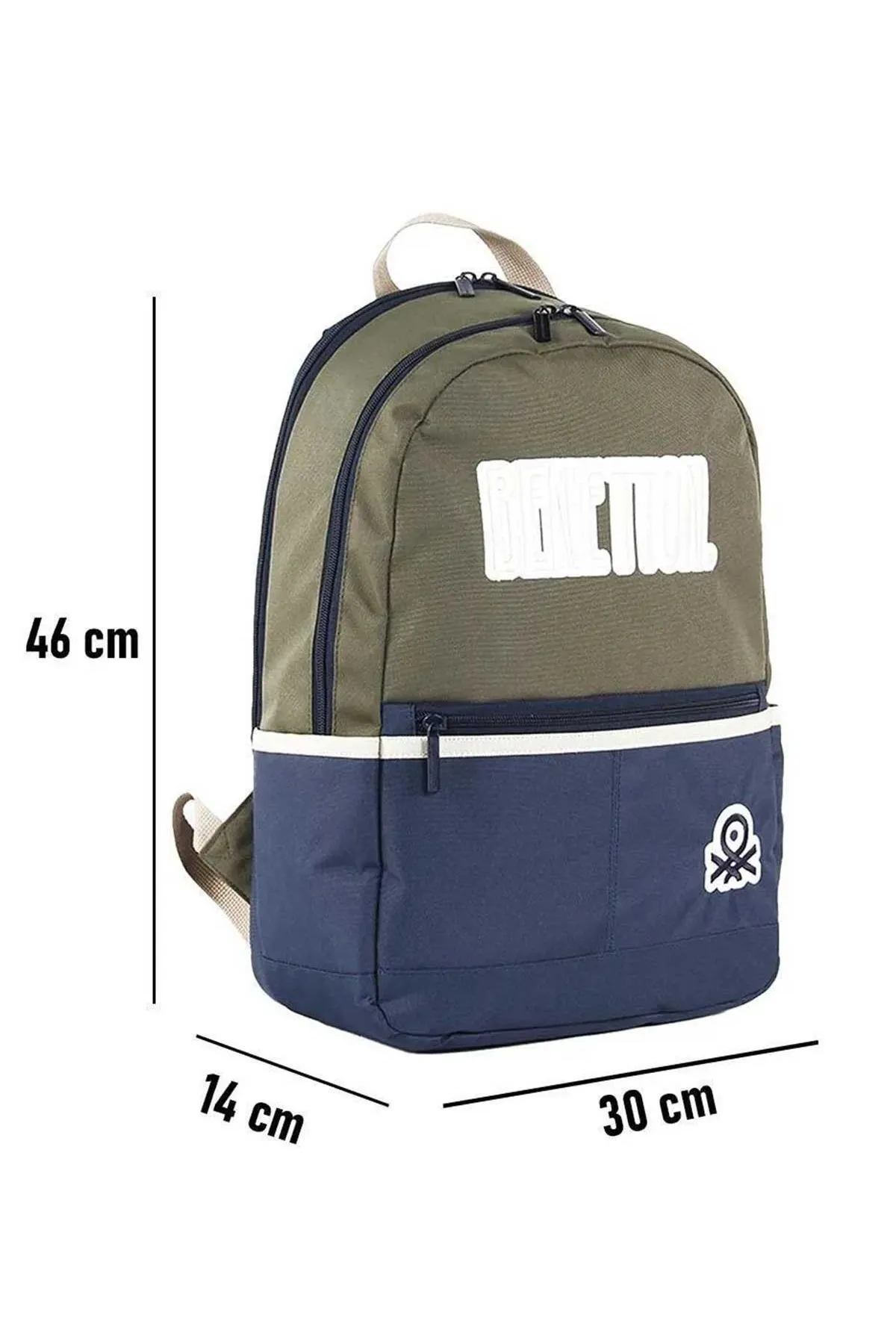 United Colors of Benetton Çift Bölmeli Unisex Okul Sırt Çantası Hâki-Lacivert / 03859