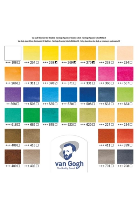 Van Gogh 36 Renk Teneke Kutu Tablet Sulu Boya