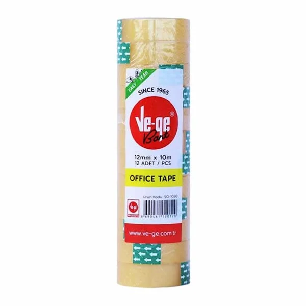 Vege Office Tape 12mmx10m 12'li Selefon Bant Şeffaf