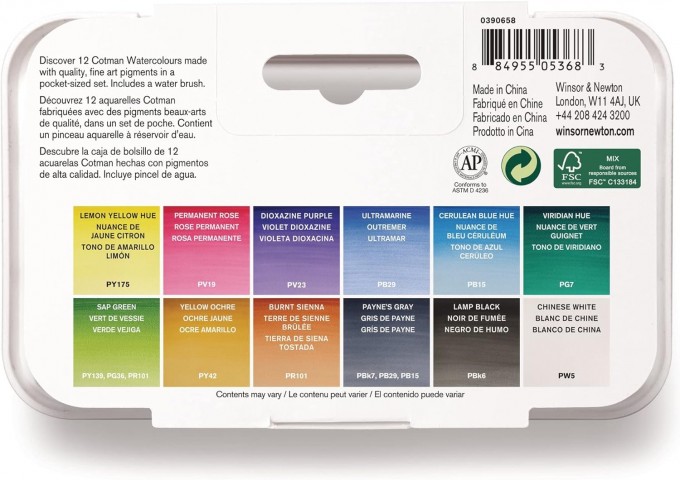 Winsor Newton Cotman 12'li Pocket Brush Sulu Boya Seti Winsor Newton Cotman 12'li Pocket Brush Sulu Boya Seti