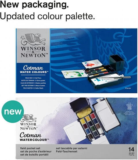 Winsor Newton Cotman Field Box (Kır Tipi) 12'li Suluboya Yarım Tablet
