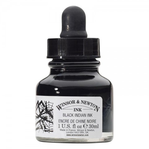 Winsor Newton Drawing Ink 30ml Damlalıklı Çizim Mürekkebi Black Indian /