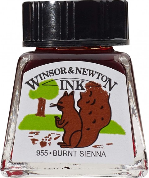 Winsor & Newton Drawing Ink Çizim Mürekkebi 14ml Burnt Sienna 074
