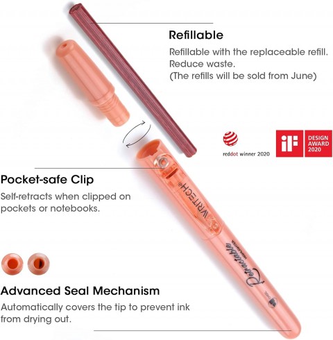 Writech Retractable Highlighter 12'li Basmalı Fosforlu Kalem Seti / ED