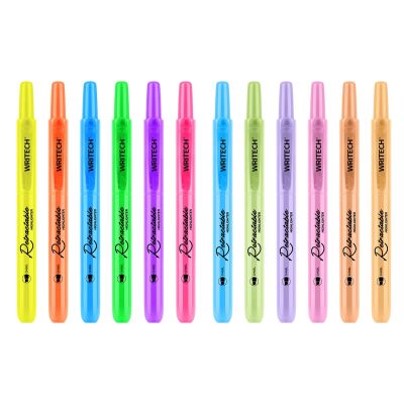Writech Retractable Highlighter Basmalı Fosforlu Kalem Neon Purple /