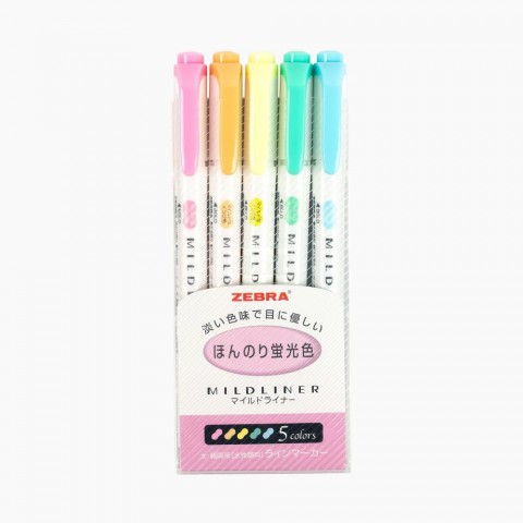 Zebra Mildliner Çift Taraflı İşaretleme Kalemi 5'li Set- (Pastel Renkler - PEMBE RENK)