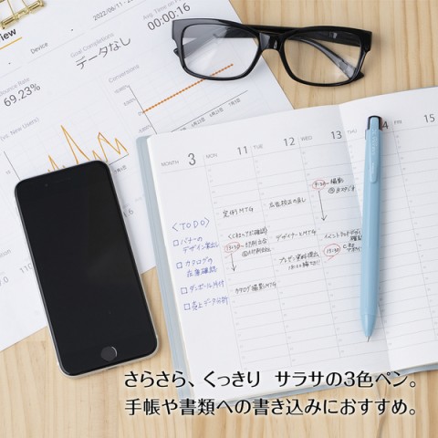 Zebra Sarasa Clip 3 Colours 0.5mm Fonksiyonlu Jel Kalem Şeffaf / J3J5-C