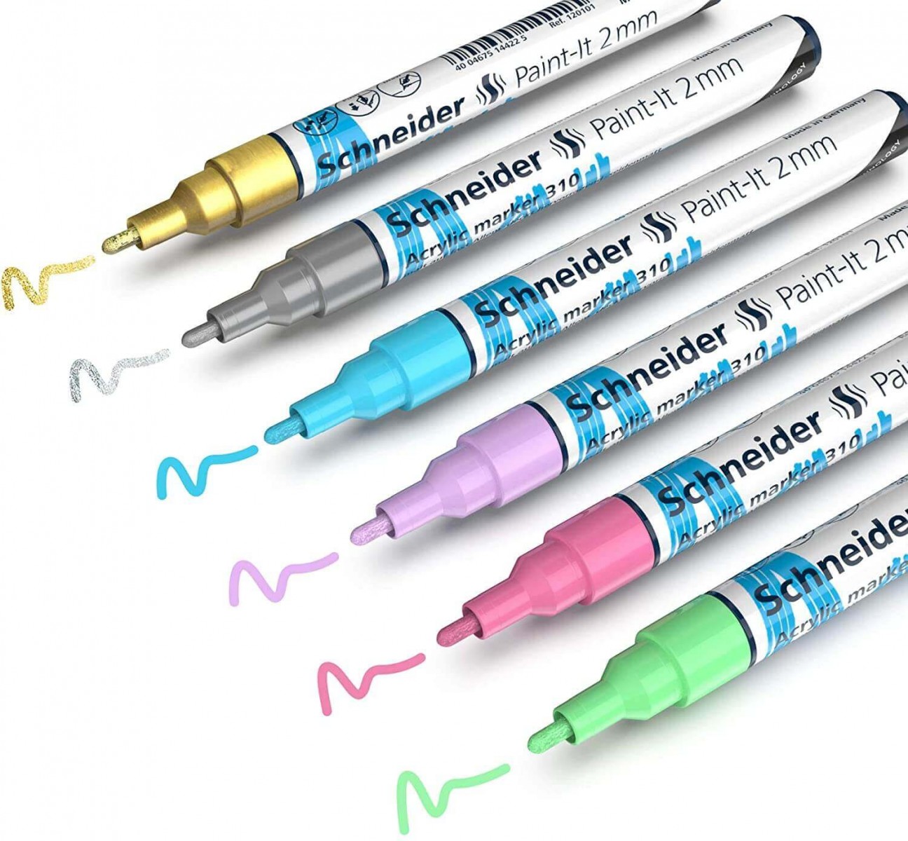 Schneider Akrilik Markör 2mm 6'lı Parlak Renkler Set