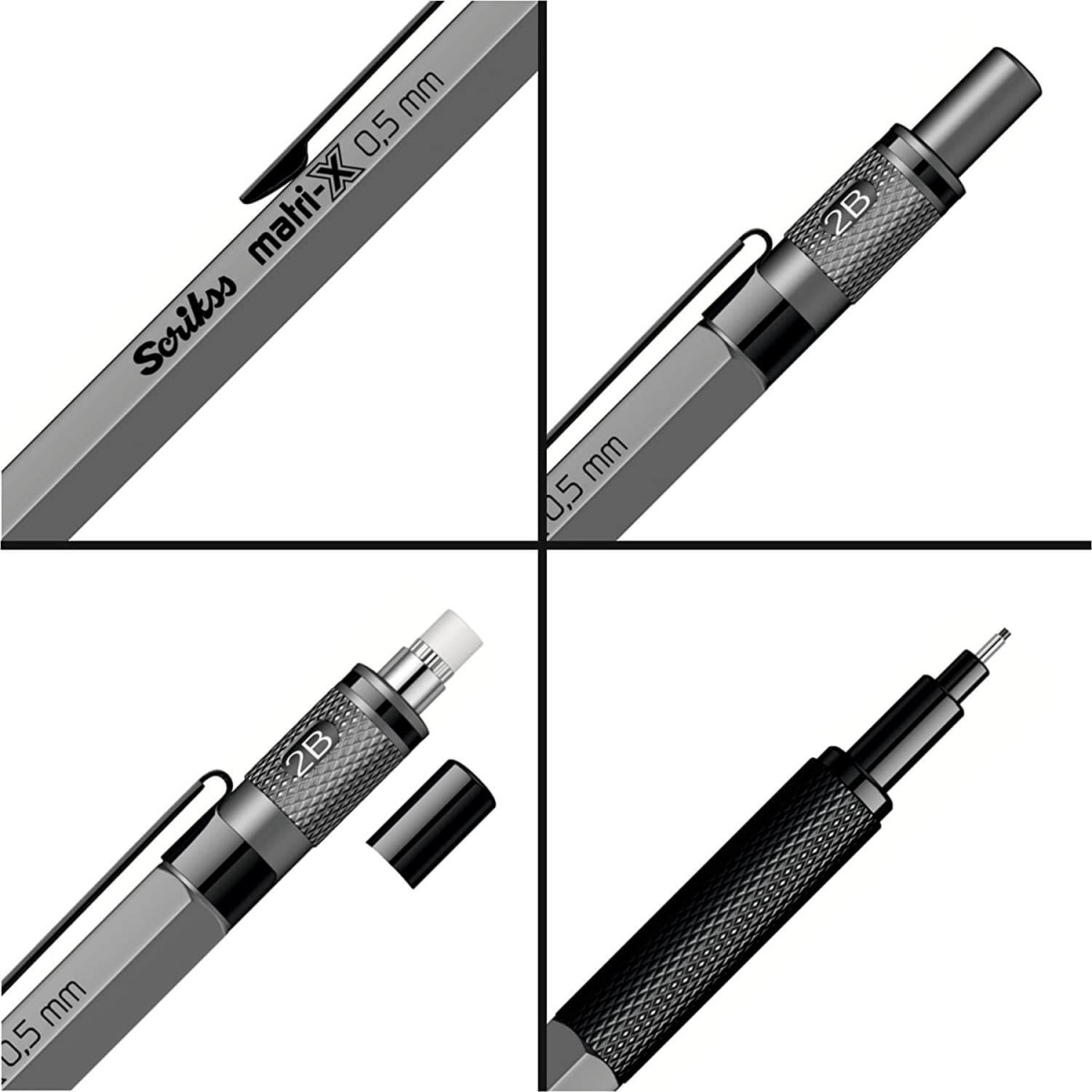 Scrikss Matrix 0.5mm Mekanik Kurşun Kalem Gri Scrikss Matrix 0.5mm Mekanik Kurşun Kalem Gri