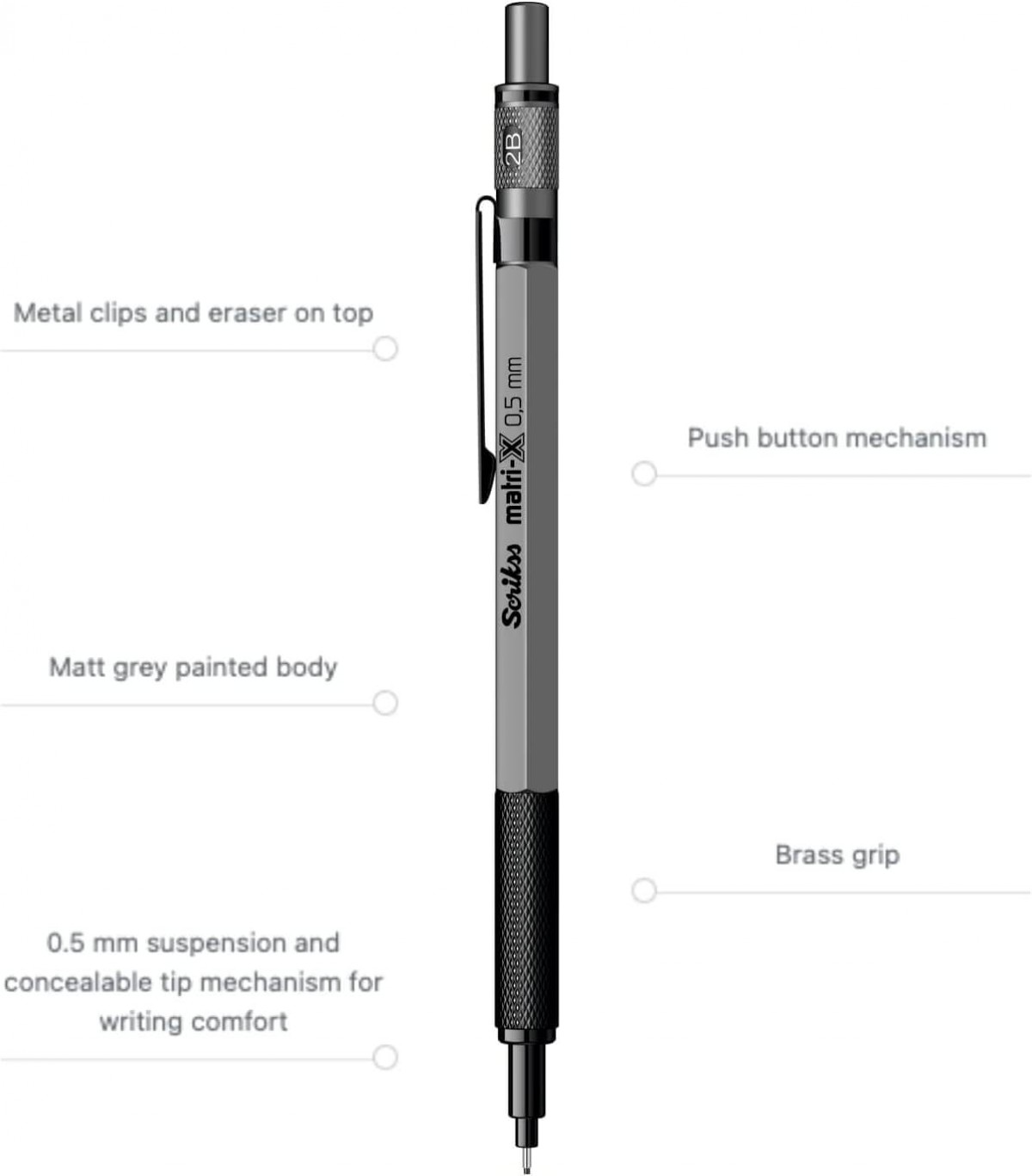 Scrikss Matrix 0.5mm Mekanik Kurşun Kalem Gri Scrikss Matrix 0.5mm Mekanik Kurşun Kalem Gri
