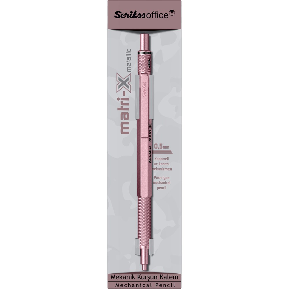 Scrikss MatriX 0.5mm Mekanik Kurşun Kalem Metalik Açık Pembe - Şeffaf Kutu Scrikss MatriX 0.5mm Mekanik Kurşun Kalem Metalik Açık Pembe - Şeffaf Kutu