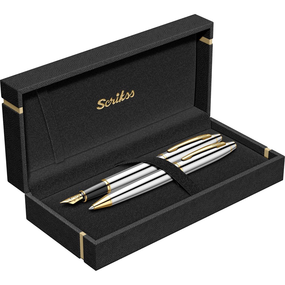 Scrikss Noble 35 Tükenmez + Dolma Kalem Gold Krom