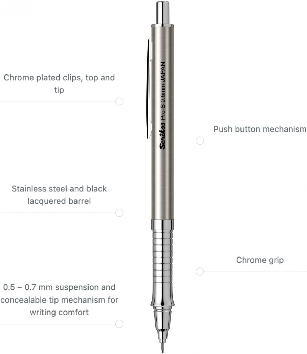 Scrikss Pro-S 0.5mm Mekanik Kurşun Kalem Gümüş /