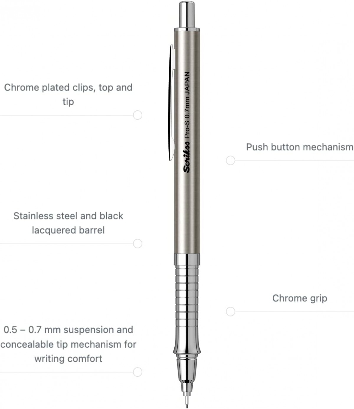 Scrikss Pro-S 0.7mm Mekanik Kurşun Kalem Gümüş /