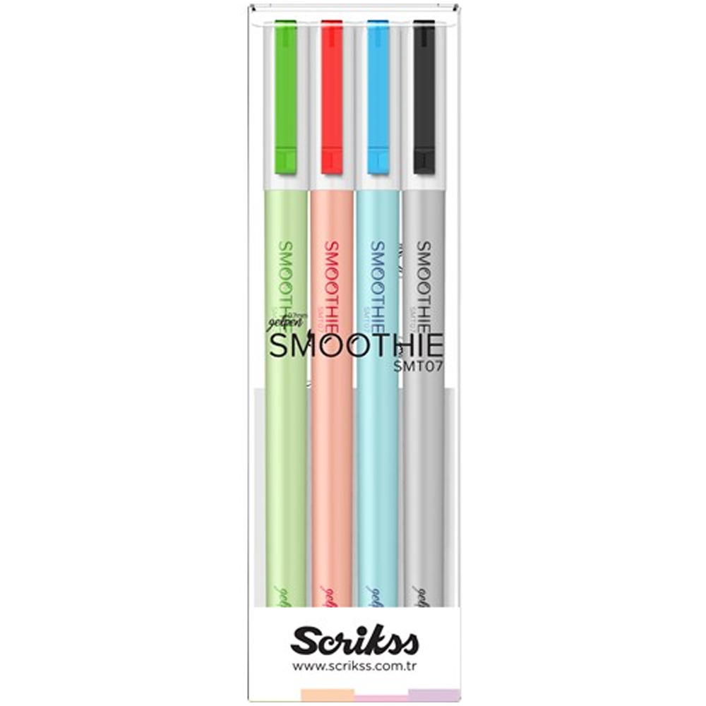 Scrikss Smoothie 4'lü Jel Kalem Set ( Mavi/ Siyah/ Kırmızı/ Yeşil)