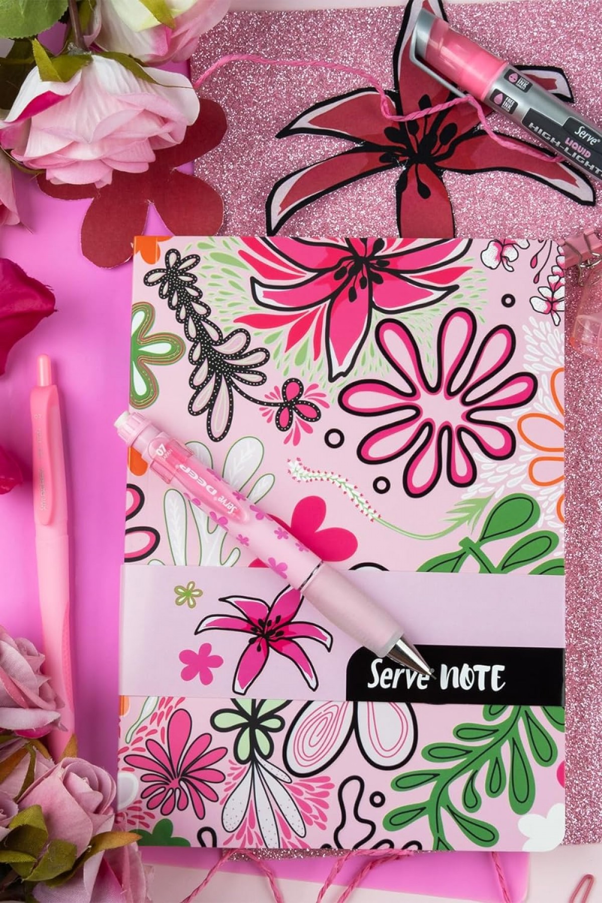 Serve Note 15x21cm 120yp Çizgili Desenli Defter Şeker Pembe Serve Note 15x21cm 120yp Çizgili Desenli Defter Şeker Pembe