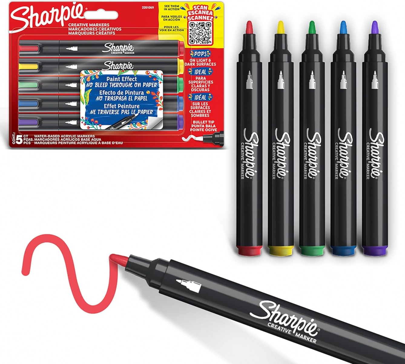 Sharpie Acrylic Paint Markers 5'li Yuvarlak Uç Akrilik Markör Kalem Seti / 2201069