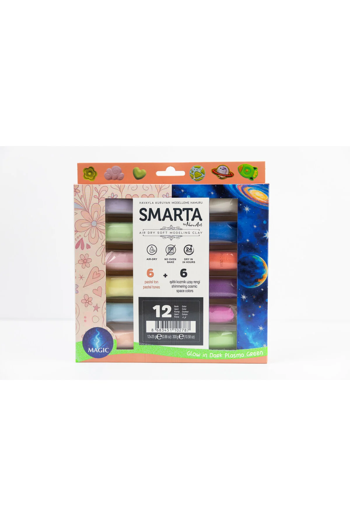 Smarta Air Soft Modelling Clay 12x25gr Hava İle Kuruyan Modelleme Kili Magic  Renkler / 3000091