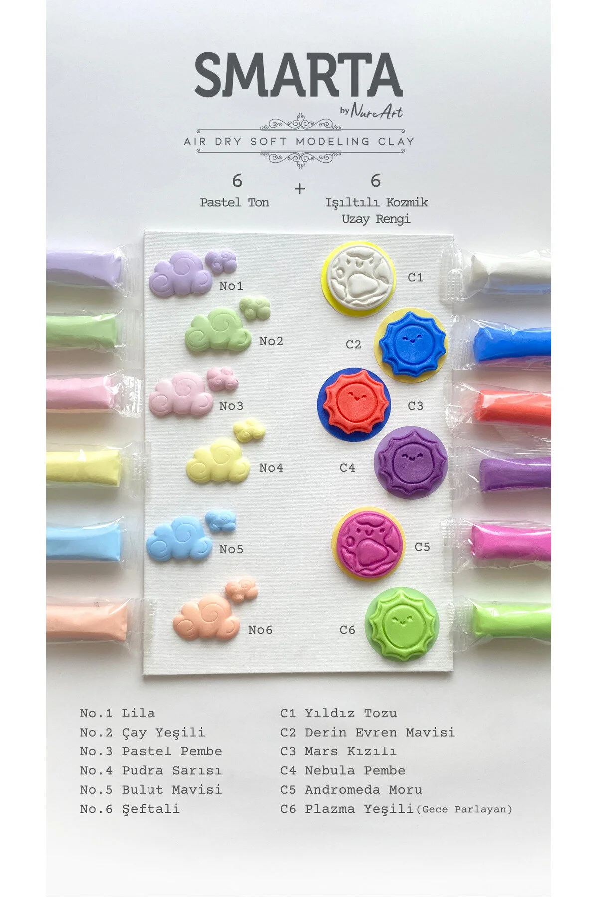 Smarta Air Soft Modelling Clay 12x25gr Hava İle Kuruyan Modelleme Kili Magic  Renkler / 3000091