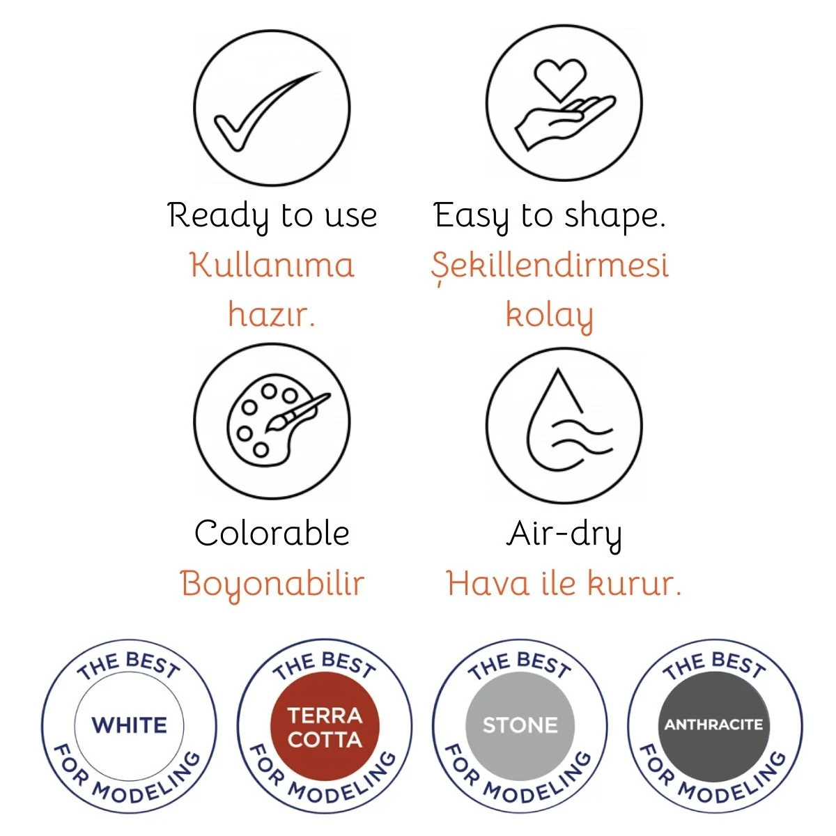 Smarta Bold Modeling Clay 500gr Hava İle Kuruyan Seramik Kili Beyaz / Smarta Bold Modeling Clay 500gr Hava İle Kuruyan Seramik Kili Beyaz /