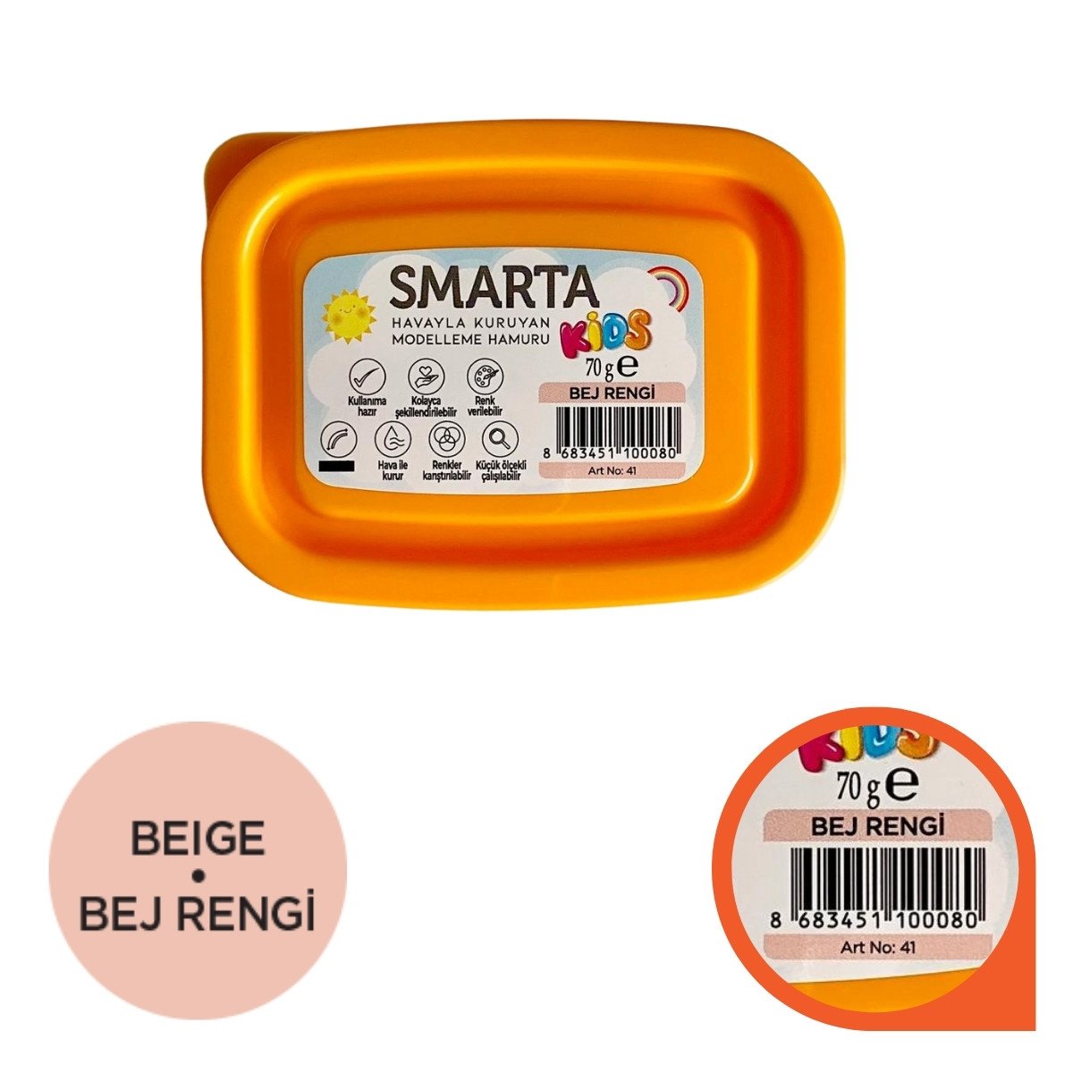 Smarta Kids Modelling Clay 70gr Hava İle Kuruyan Modelleme Hamuru Bej / 30000041 Smarta Kids Modelling Clay 70gr Hava İle Kuruyan Modelleme Hamuru Bej / 30000041